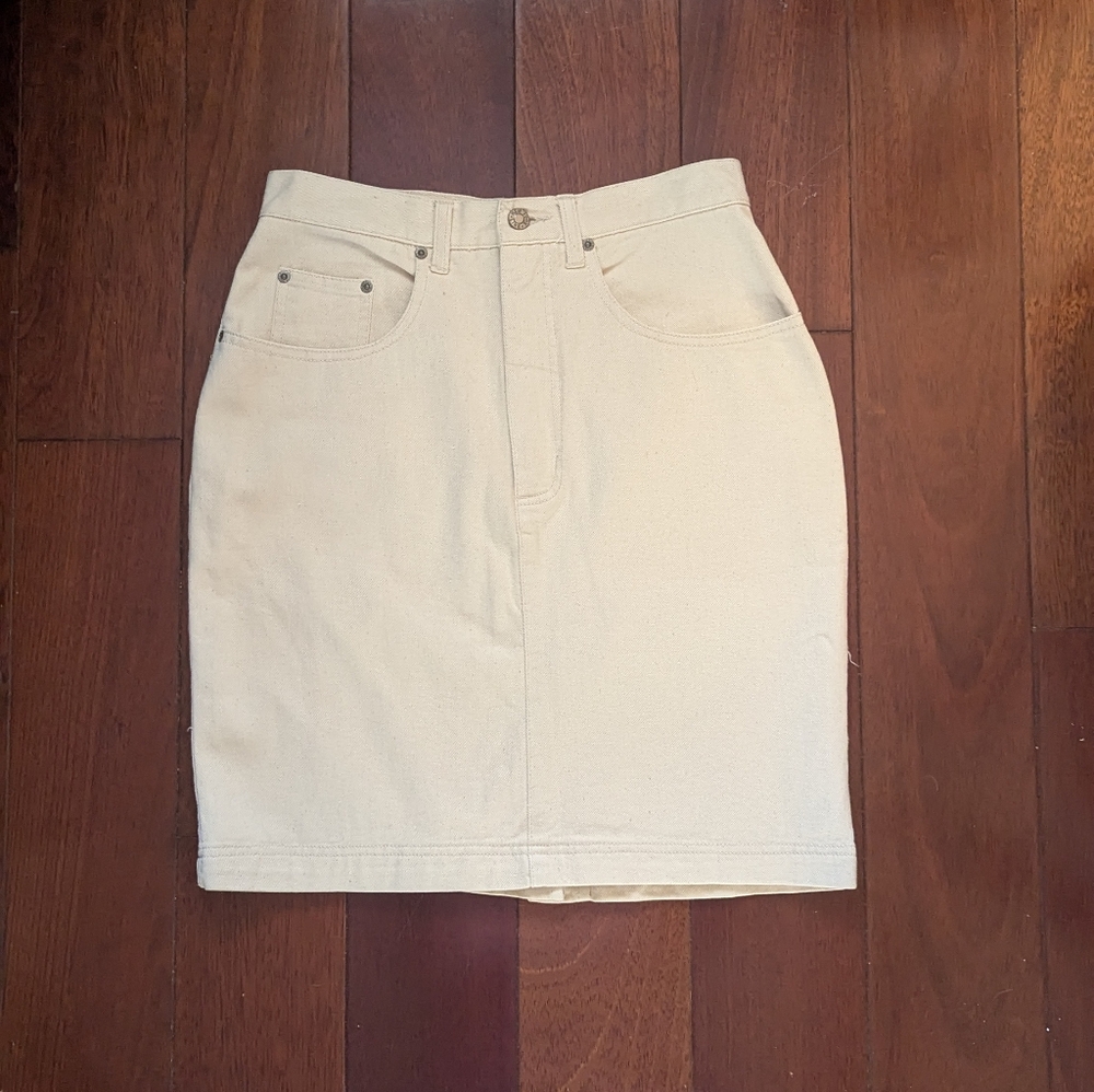 Y2K NY Line Beige Denim Skirt